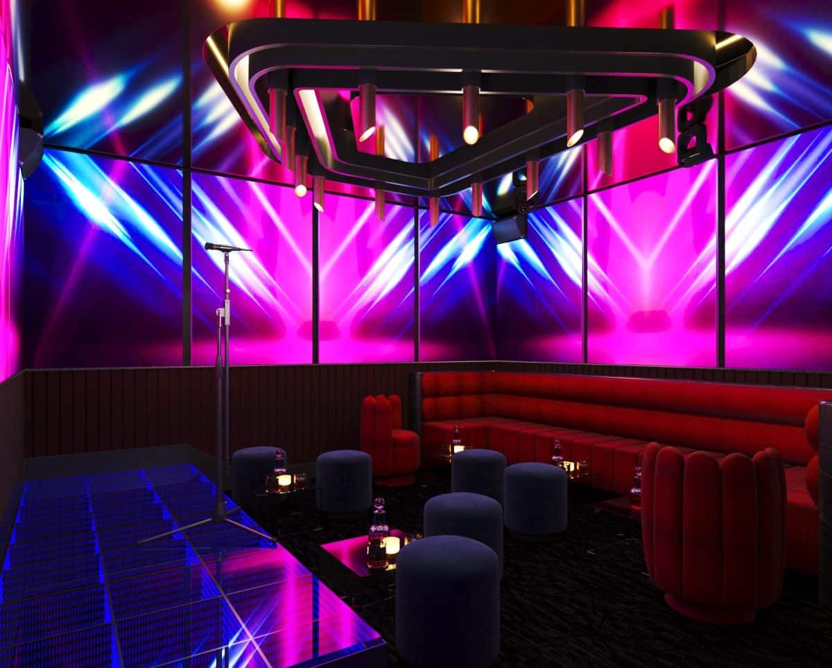 An artistic rendition of a karaoke room in CLUB3 by animoca brands