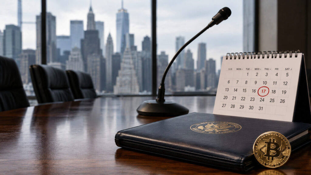 Crypto finally has a CLARITY Act date – delivery now depends on seven Senate Democrats Arthur Hayes stands between a vast AI data center and a surging Bitcoin backdrop, illustrating his prediction that massive AI-driven liquidity and investment could propel Bitcoin toward a $1 million valuation.