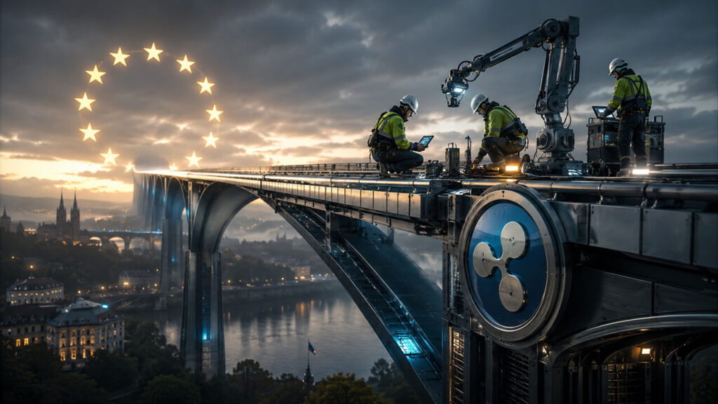 Ripple logo connected by a bridge symbolizing Ripple