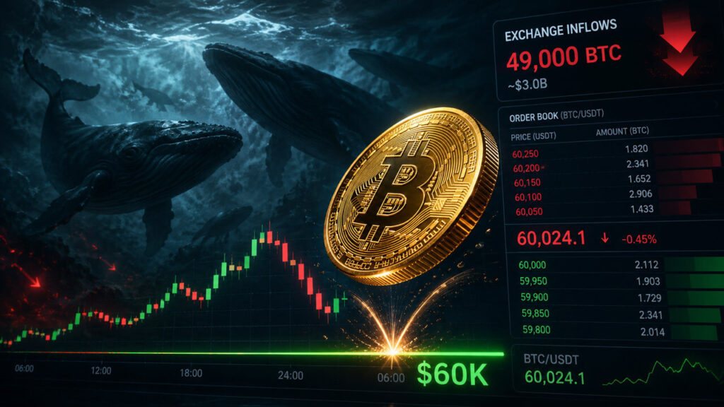 Bitcoin whales send 49,000 BTC to exchanges as $60K rebound shows signs of weakness