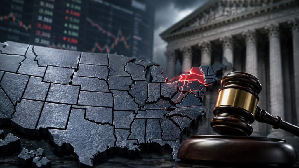 Kalshi’s court loss shows federal approval may still leave prediction markets fenced off by states Close-up of a proposed $100 million Bitcoin-backed bond document with a Bitcoin emblem, gavel, and New Hampshire government chamber in the background, illustrating the state