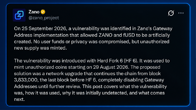 Zano Says Over $200M in Illicit Tokens Led to 30-Day Blockchain Rewind